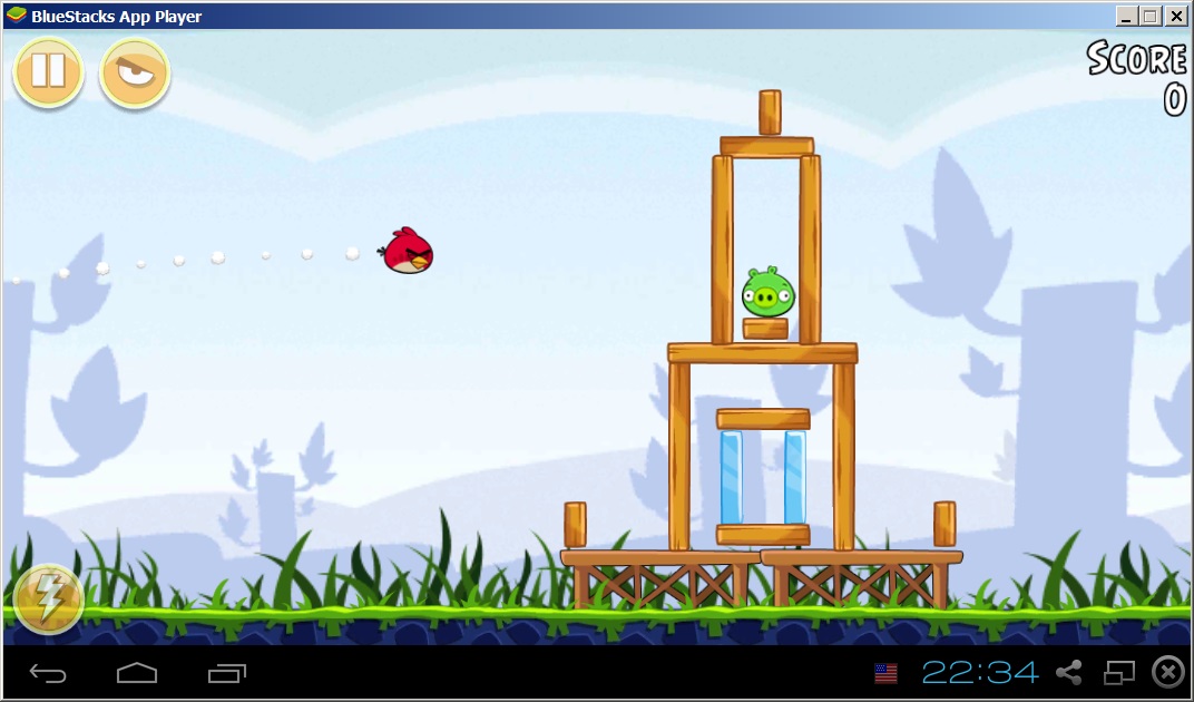 Игра Angry Birds на Android в эмуляторе BlueStacks