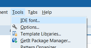 Пункт меню IDE fonts...