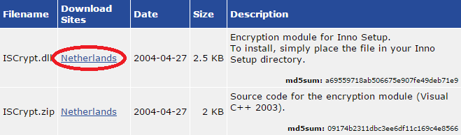 Скачивание модуля шифрования ISCrypt.dll для Inno Setup
