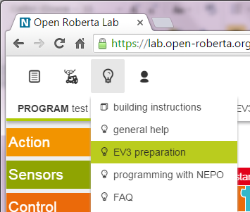 Справка по подготовке EV3 для работы Open Roberta Lab