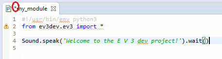 Первая программа Python для EV3, написанная в Eclipse готова