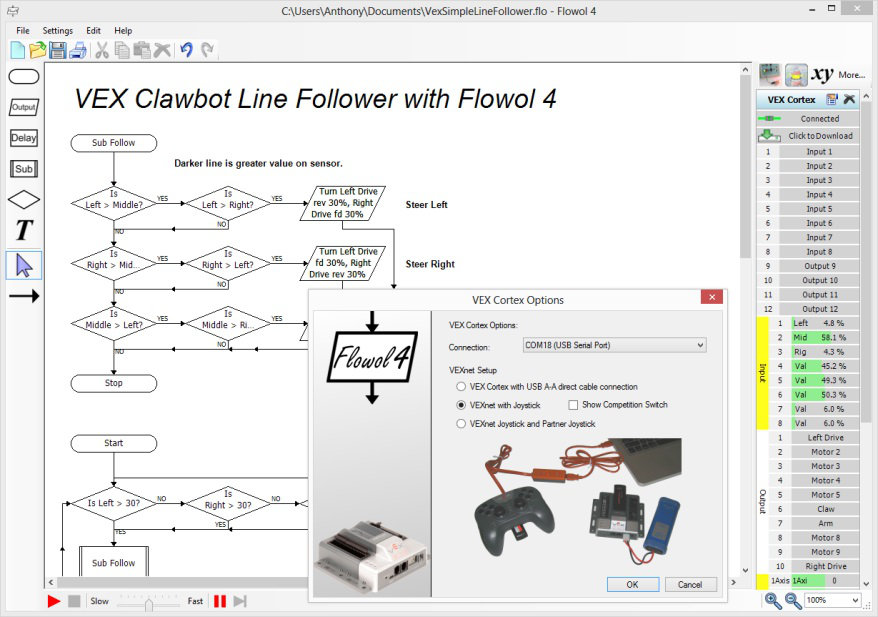 Программирование роботов с помощью Flowol